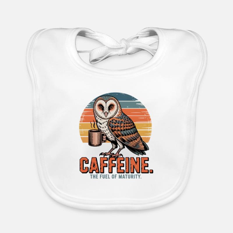 Eule mit Kaffee Retro Sunset Caffeine Spruch Baby Bio-Lätzchen