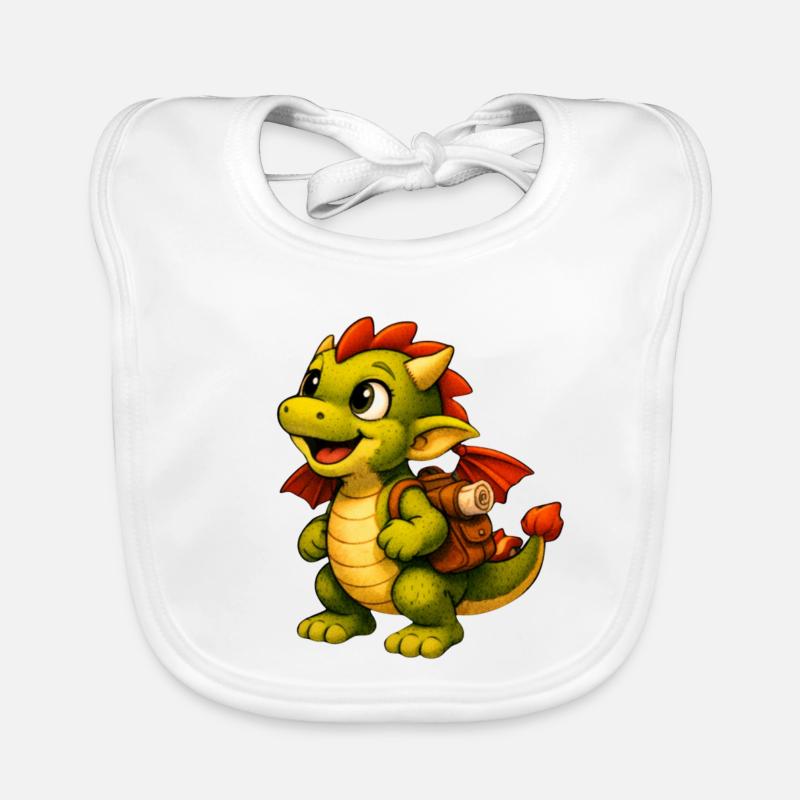 Kleiner Drachen mit Rucksack Baby Bio-Lätzchen