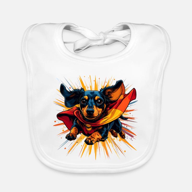 Superhelden-Dackel Cape Baby Bio-Lätzchen
