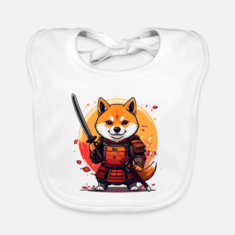 Shiba Inu Samurai dans la conception d’armures Bavoir bio Bébé