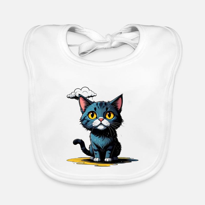 Cat under a rain cloud Organic Baby Bibs