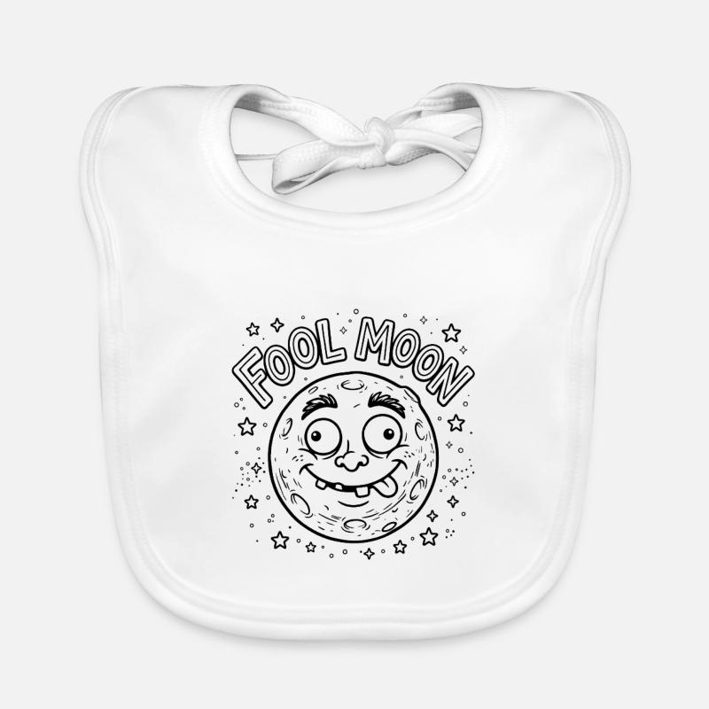 Fool Moon Funny Space Jeu de mots Édition graphique Line Art Bavoir bio Bébé