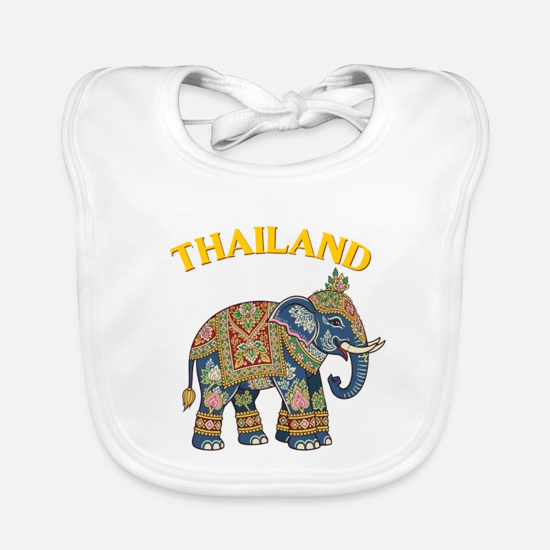 Éléphant de Thaïlande - Bavoir bio Bébé - blanc