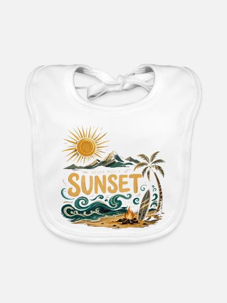 Sonnenuntergang am Strand Surf - Baby Bio-Lätzchen - Weiß - Vorne