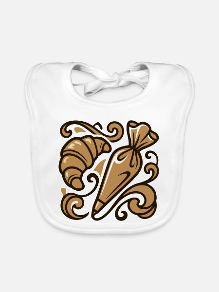 Croissant Piping Bag Icon - Organic Baby Bibs - white - Front