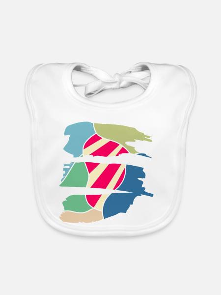 Retro Modernes Farb-Design - Baby Bio-Lätzchen - Weiß