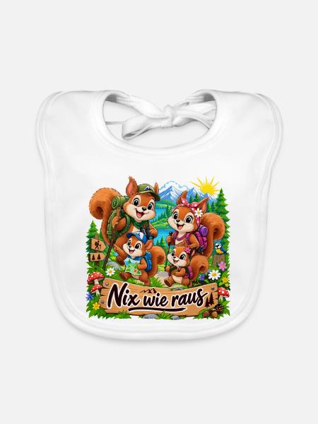 Eichhörnchen Outdoor - Baby Bio-Lätzchen - Weiß - Vorne