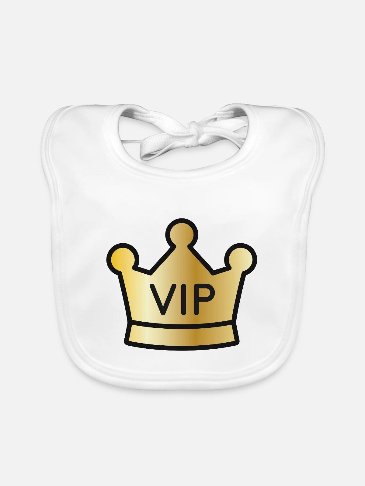 Goldene VIP-Krone - Baby Bio-Lätzchen - Weiß - Vorne