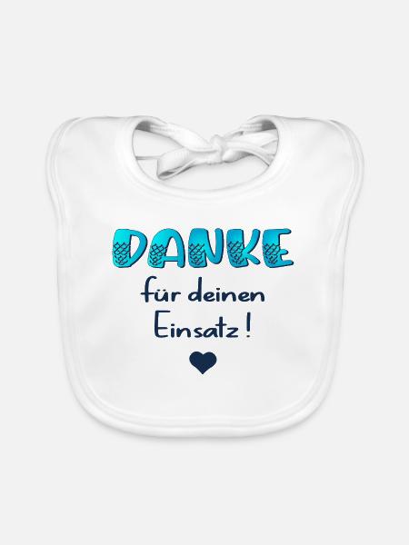 Danke für Einsatz - Baby Bio-Lätzchen - Weiß - Vorne