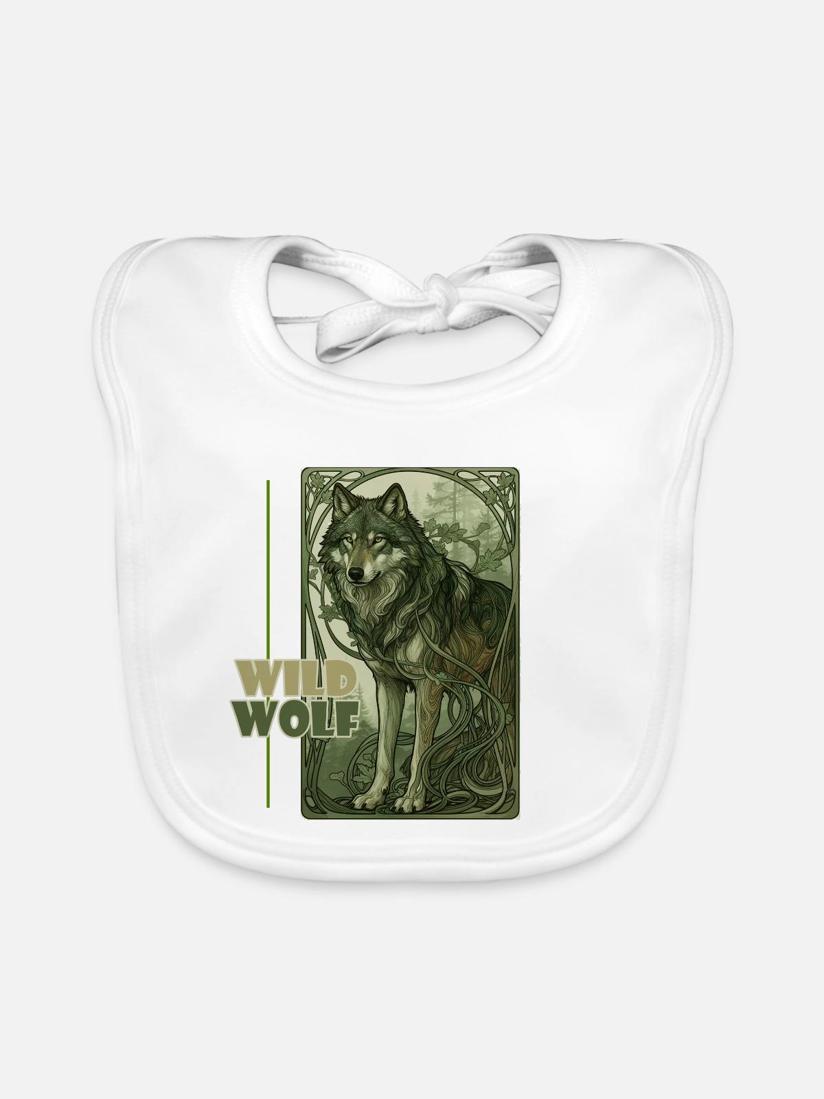 Jugendstil-Wildwolf - Baby Bio-Lätzchen - Weiß - Vorne