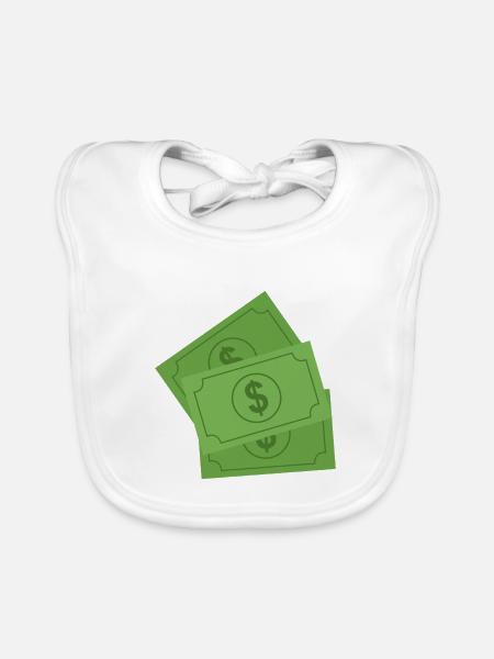Dollar-Banknoten - Baby Bio-Lätzchen - Weiß - Vorne