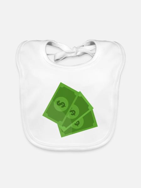 Dollar-Banknoten - Baby Bio-Lätzchen - Weiß - Vorne