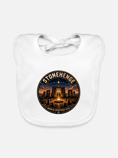 Stonehenge Weltkulturerbe-Vintage Reiseabzeichen - Baby Bio-Lätzchen - Weiß
