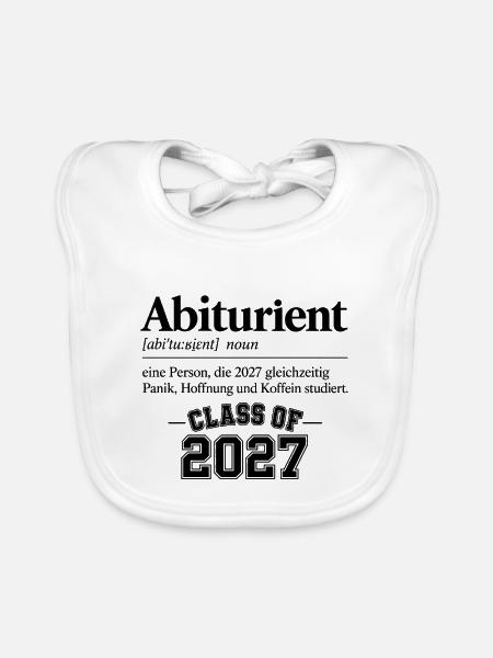 Abiturient 2027 – Lustige Definition - Baby Bio-Lätzchen - Weiß - Vorne