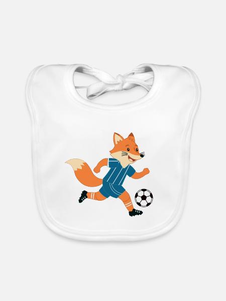 Football Fox Verspieltes Design - Baby Bio-Lätzchen - Weiß