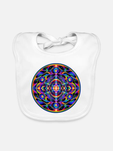 Geometrie Mandala - Baby Bio-Lätzchen - Weiß - Vorne