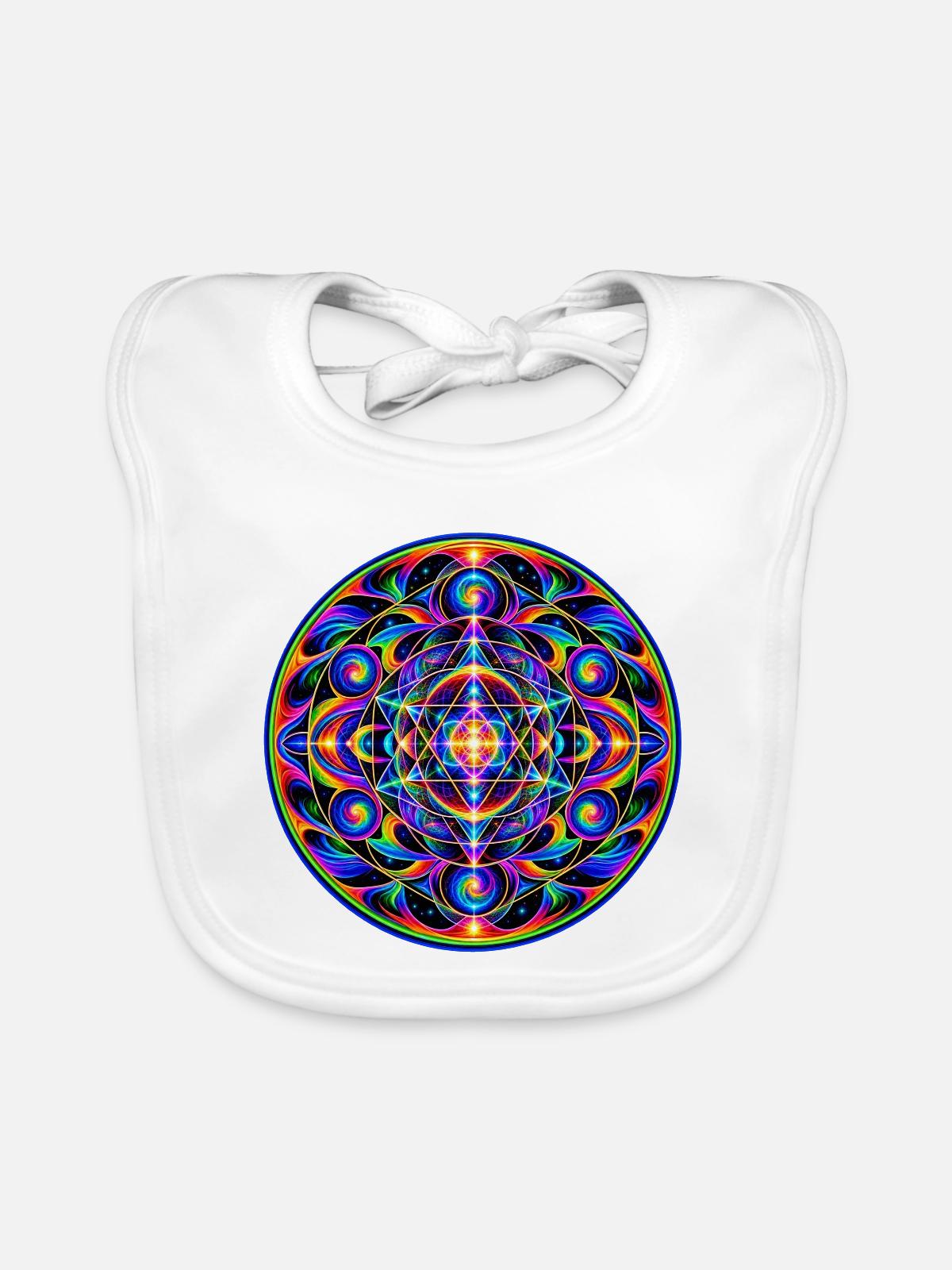 Geometrie Mandala - Baby Bio-Lätzchen - Weiß - Vorne