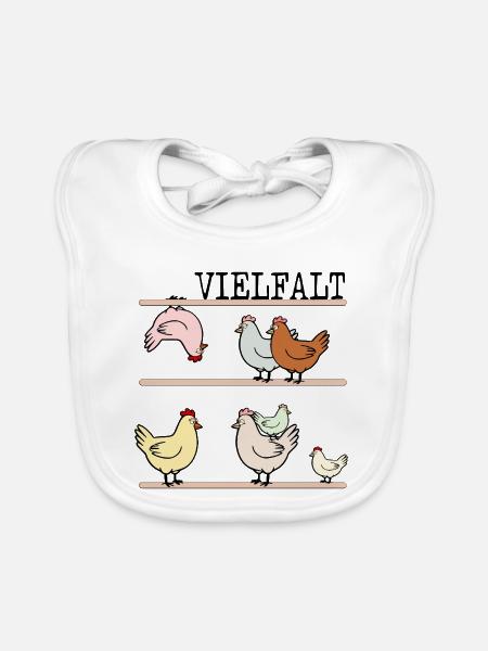Demokratie Hühnerstall Vielfalt - Baby Bio-Lätzchen - Weiß - Vorne