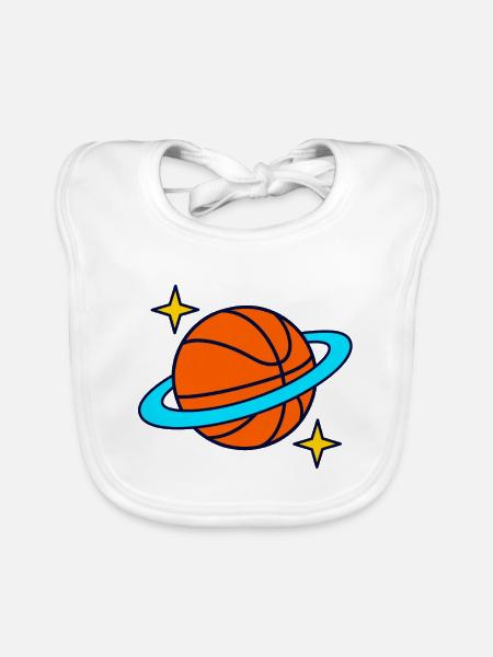 Basketball-Umlaufbahn - Baby Bio-Lätzchen - Weiß - Vorne