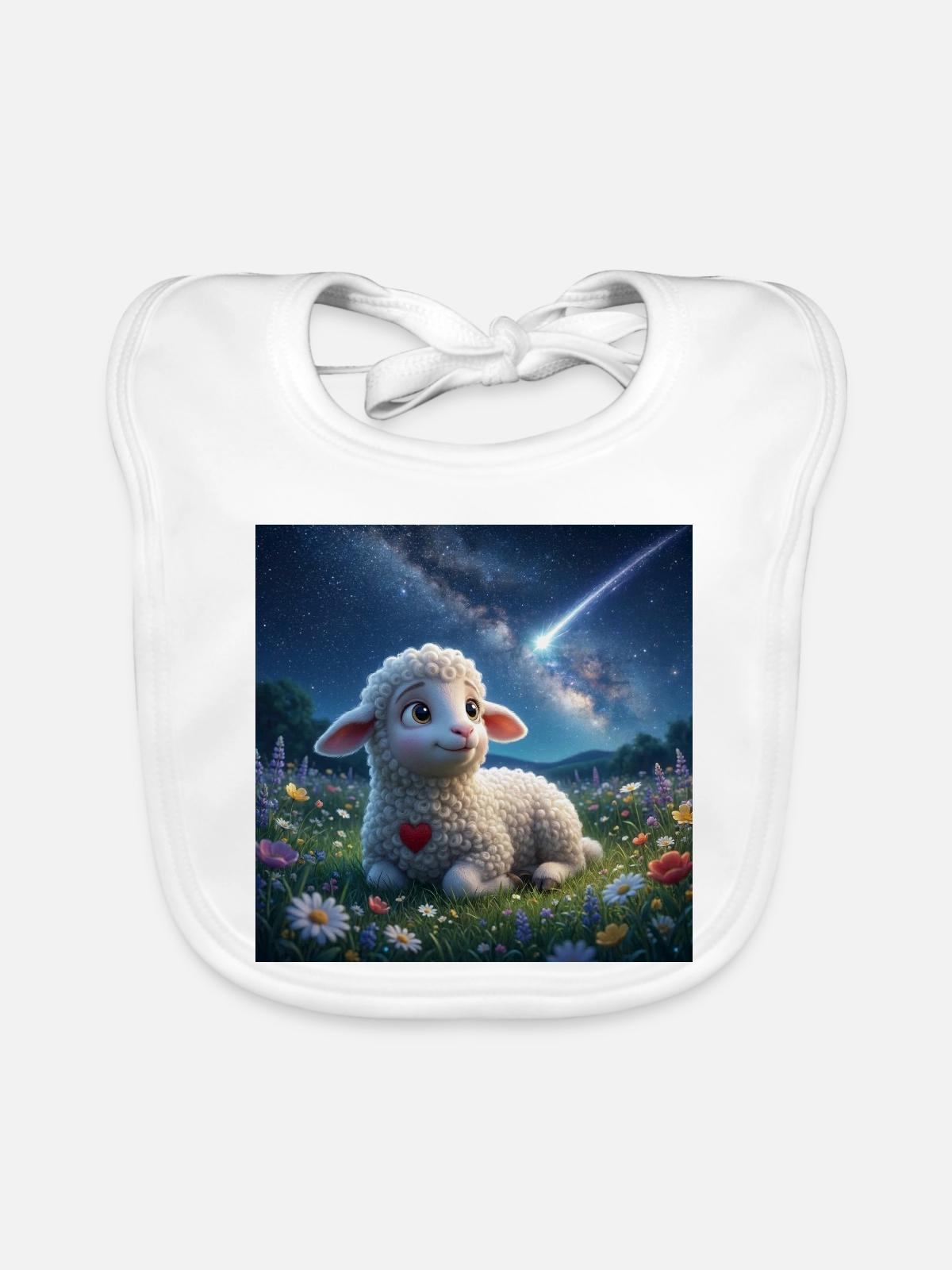 Lammy_watching_falling_star - Baby Bio-Lätzchen - Weiß - Vorne