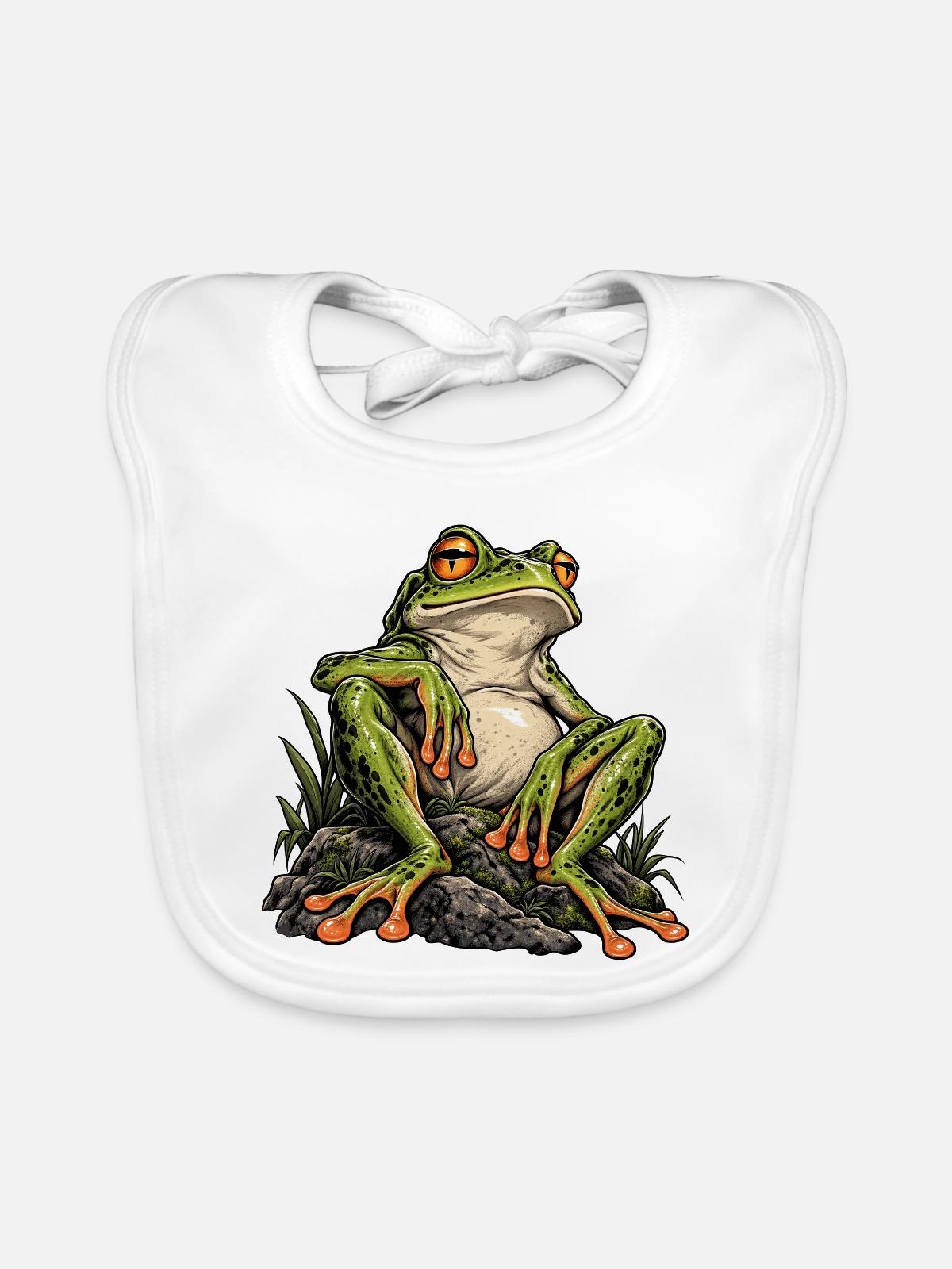 Feral Frog - Baby Bio-Lätzchen - Weiß - Vorne