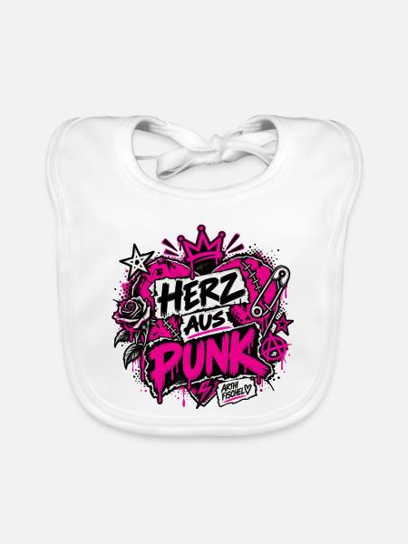 Herz aus Punk – Neon Grunge - Baby Bio-Lätzchen - Weiß