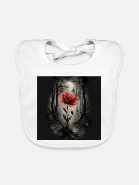 Mohn im dunklen Wald - Baby Bio-Lätzchen - Weiß - Vorne