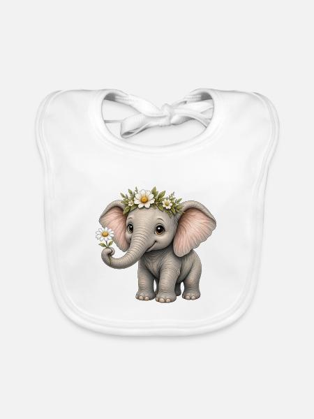 Cute Elephant – Daisy Trunk Friend - Baby Bio-Lätzchen - Weiß - Vorne