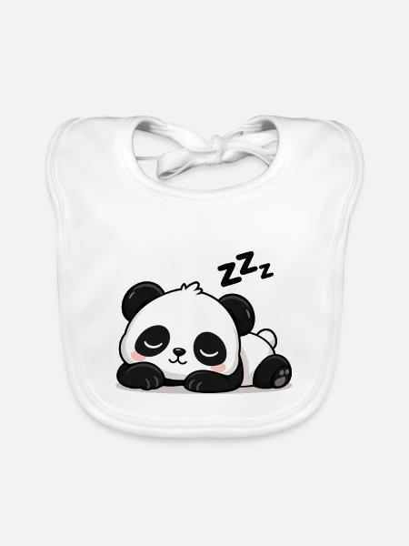 Schlafender Panda Traumzeit - Baby Bio-Lätzchen - Weiß