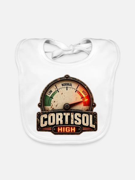 Cortisol Hoch – Vintage Abzeichen - Baby Bio-Lätzchen - Weiß