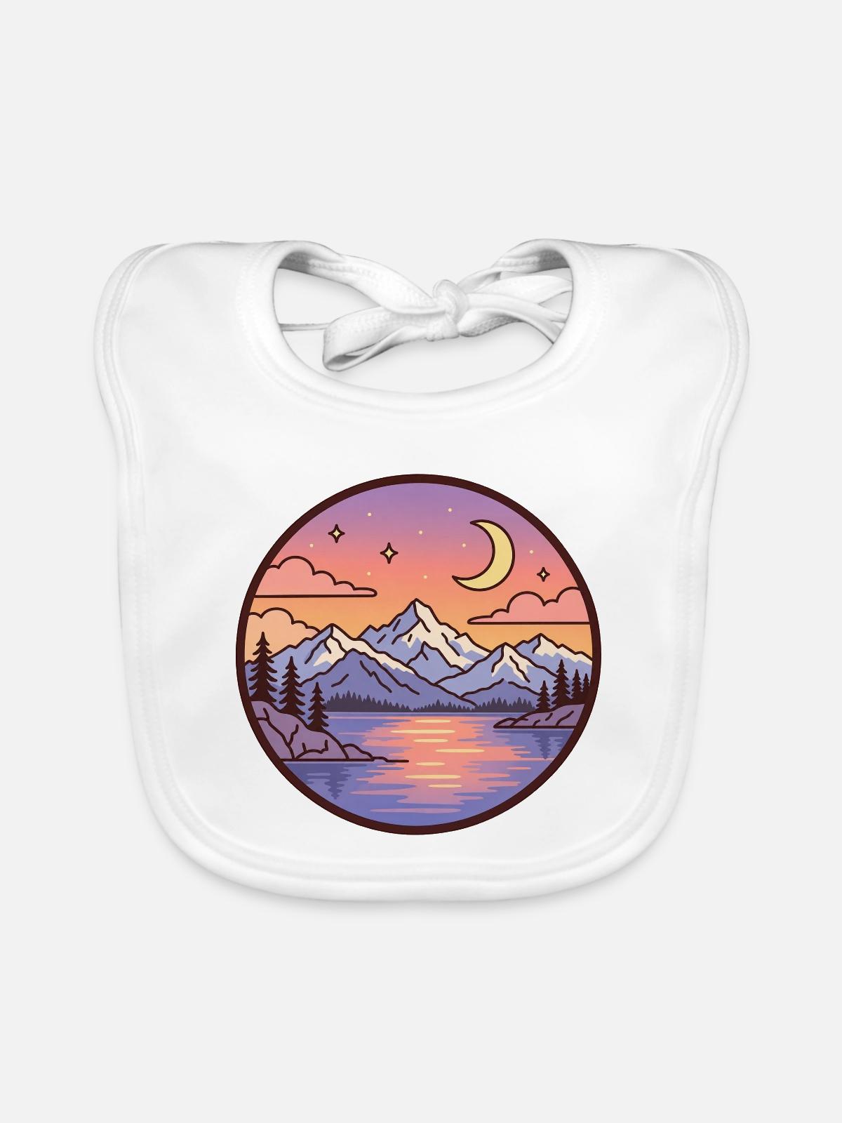 Mondsee Berglandschaft - Baby Bio-Lätzchen - Weiß - Vorne