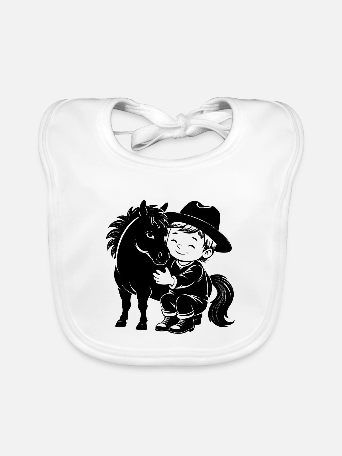 Cowboyboy-Pony - Baby Bio-Lätzchen - Weiß - Vorne