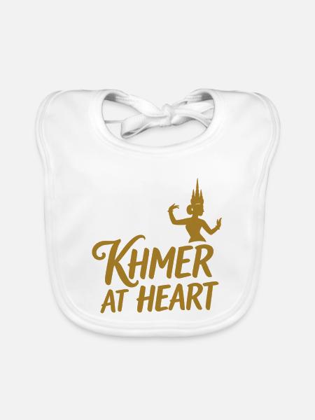 "Khmer im Herzen"-Sammlung – Cambodia in Lights - Baby Bio-Lätzchen - Weiß - Vorne