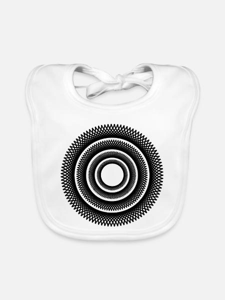 Geometrisches Muster mit konzentrischen Kreisen - Baby Bio-Lätzchen - Weiß