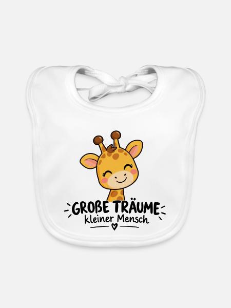 Giraffe Großträume Kleiner Mensch - Baby Bio-Lätzchen - Weiß