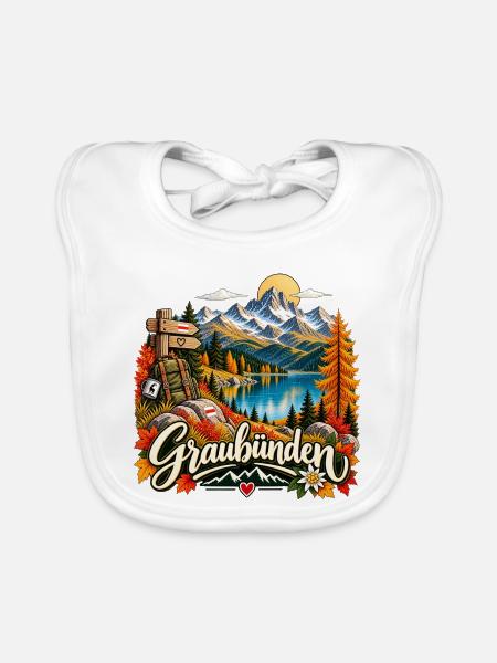 Graubünden Alpenpanorama - Baby Bio-Lätzchen - Weiß - Vorne