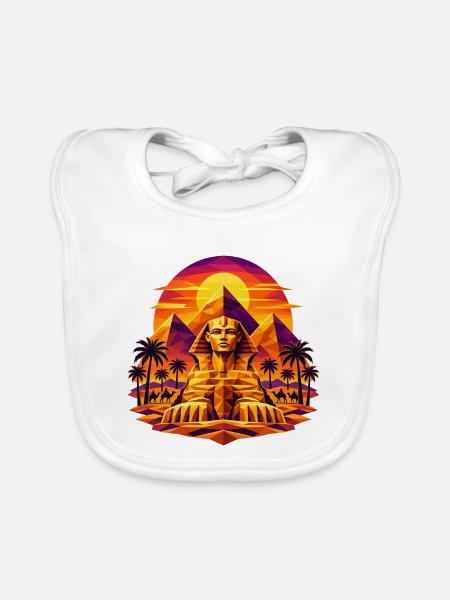 Sphinx Sonnenuntergang – Gizeh - Baby Bio-Lätzchen - Weiß - Vorne