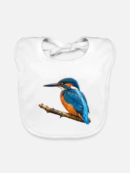 Eisvogel Aquarell - Baby Bio-Lätzchen - Weiß