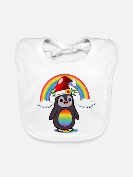 Weihnachts-Weihnachts-Pinguin - Baby Bio-Lätzchen - Weiß - Vorne