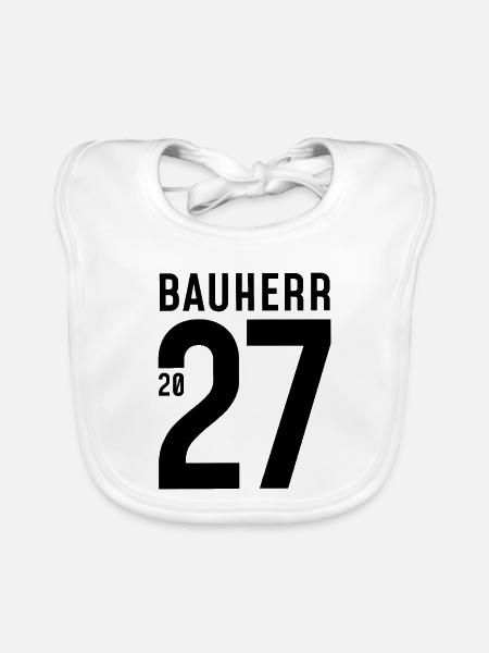 Bauherr 2027 - Baby Bio-Lätzchen - Weiß - Vorne