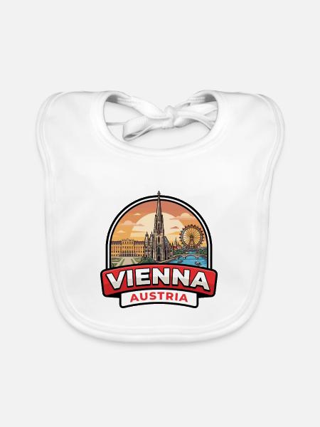 Wiener, Österreich Reiseabzeichen St. Stephansgeschenk - Baby Bio-Lätzchen - Weiß - Vorne