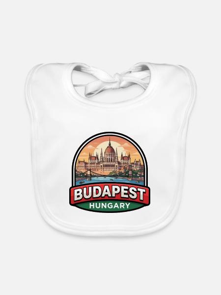 Budapest-Ungarn-Reiseabzeichen Parlamentsgeschenk - Baby Bio-Lätzchen - Weiß - Vorne