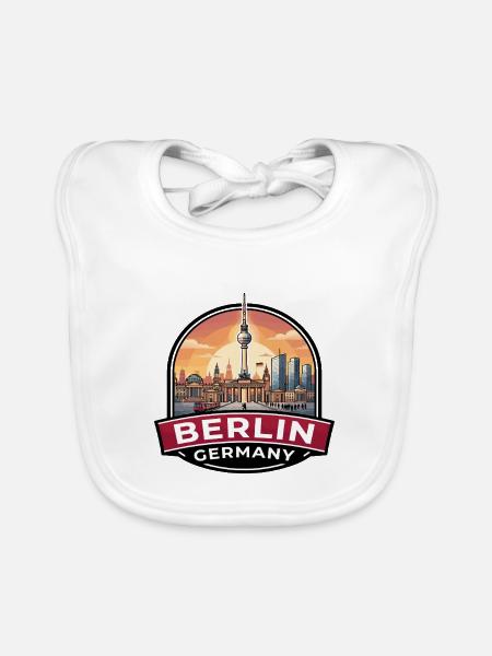 Berlin, Deutschland Reiseabzeichen Brandenburger Tor Geschenk - Baby Bio-Lätzchen - Weiß - Vorne