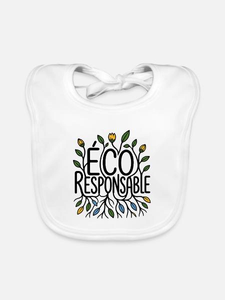 Ökologisch verantwortlich – Floral- und Naturbotanisches Design - Baby Bio-Lätzchen - Weiß - Vorne