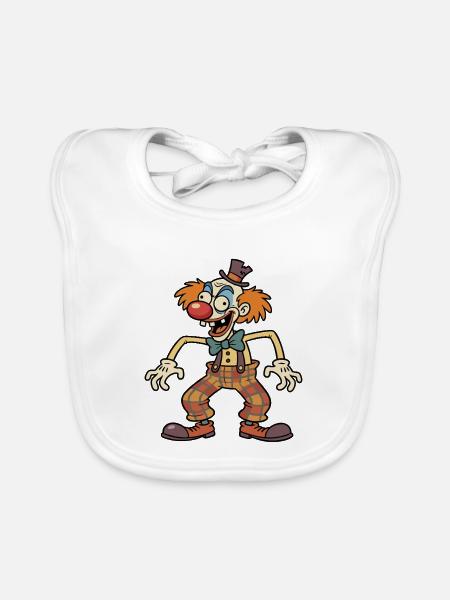 Unheimlicher Clown mit Zylinder und karierten Hosen - Baby Bio-Lätzchen - Weiß - Vorne