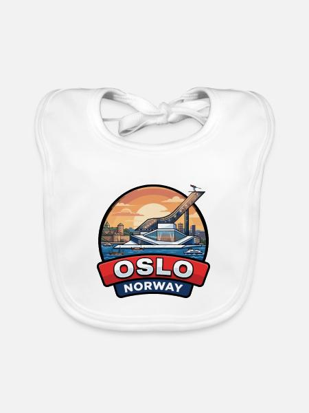 Oslo Norwegen Reiseabzeichen Opernhaus Fjord Geschenk - Baby Bio-Lätzchen - Weiß - Vorne