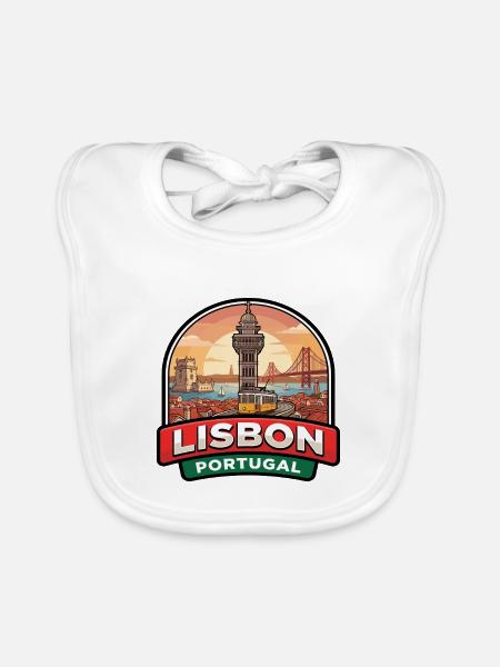 Lissabon Portugal Reiseabzeichen Belem Turm Geschenk - Baby Bio-Lätzchen - Weiß - Vorne