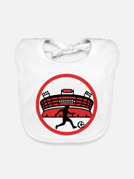 Fussballer Stadion Silhouette - Baby Bio-Lätzchen - Weiß - Vorne
