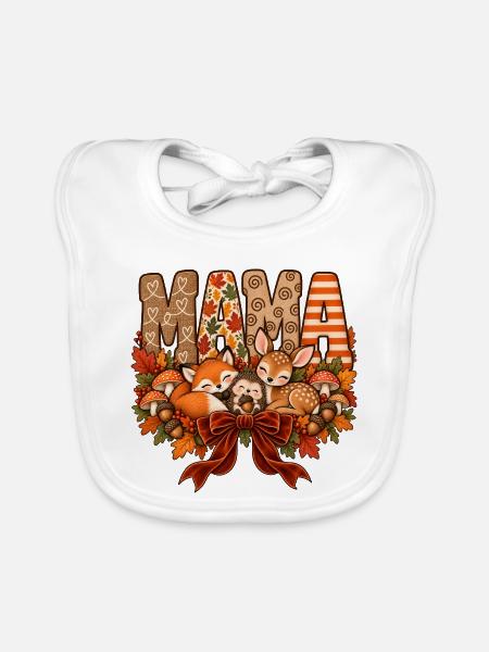 Schlafende Waldtiere Mama - Baby Bio-Lätzchen - Weiß