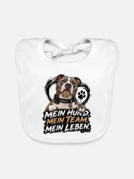Listenhund mein Team fürs Leben - Baby Bio-Lätzchen - Weiß - Vorne